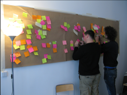 P2PU workshop with sticky notes